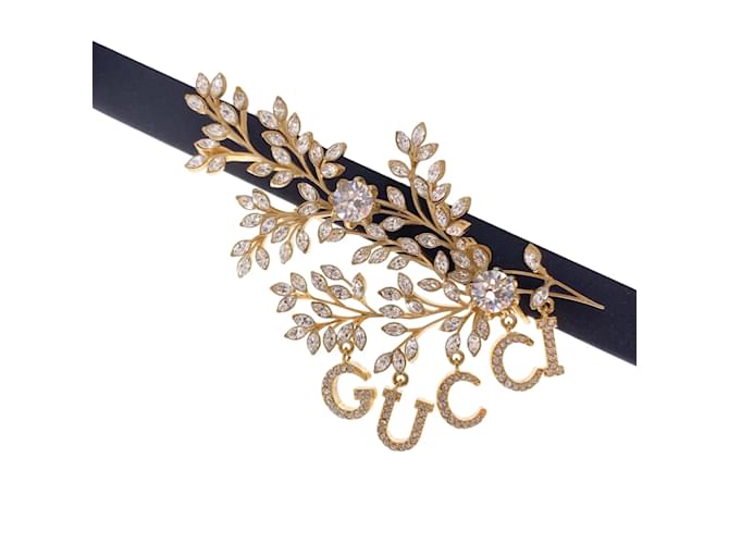Gucci Gold Metal and Crystal Single Earring Ear Cuff Golden  ref.1028893