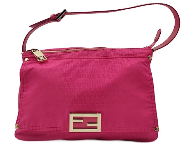 Fendi Mamma zip mini courgette shoulder bag Pink Cloth  ref.1028895