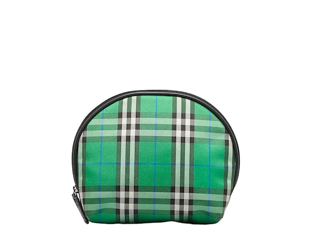 Burberry House Check Canvas Vanity Pouch Green Cloth  ref.1028986