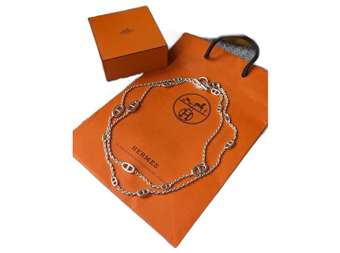 Hermès Farandole 120 cm Long Collier Argent 925 sac boîte H104568b Bijouterie argentée  ref.1029058