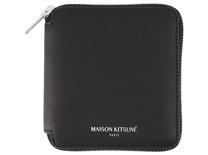 Autre Marque Geldbörse mit Reißverschluss – Maison Kitsune – Leder – Schwarz  ref.1029248