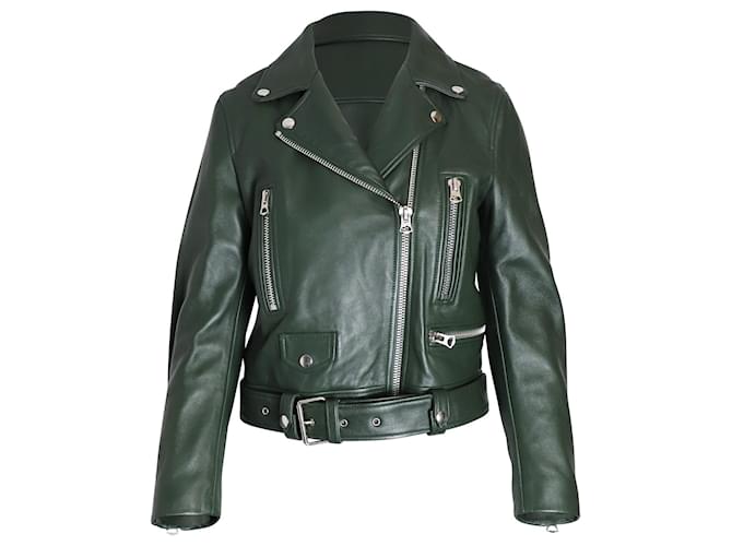 Green leather clearance look jacket