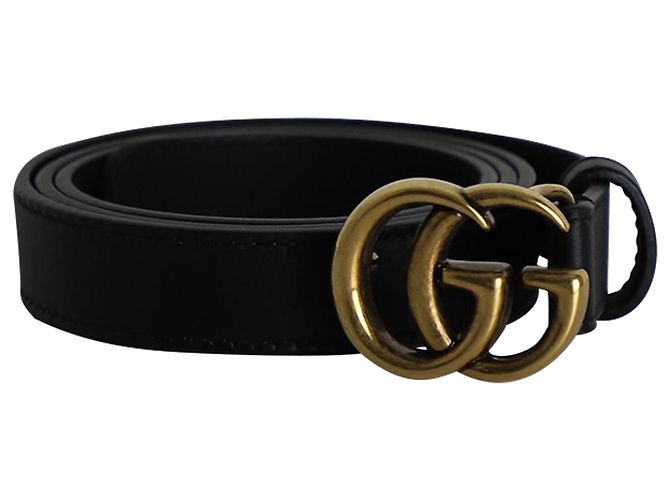 Cinto com fivela Gucci GG Marmont 75 em couro preto