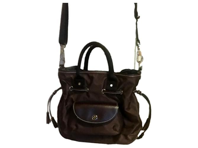 Große Lancel-Tasche Braun Nylon  ref.1029330