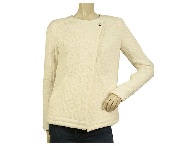 IRO Heddi Cream Textured Fabric Snap Button  Cardigan Jacket size 36