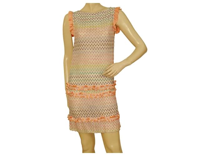 Missoni Mare Multicolored Sleeveless Ruffled Mini length Dress Size 40 Multiple colors Viscose  ref.1029429