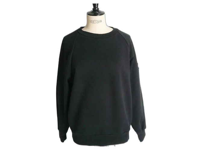 CHANEL Schwarzes Baumwoll-Sweatshirt Chanel-Logo auf der Schulter TL