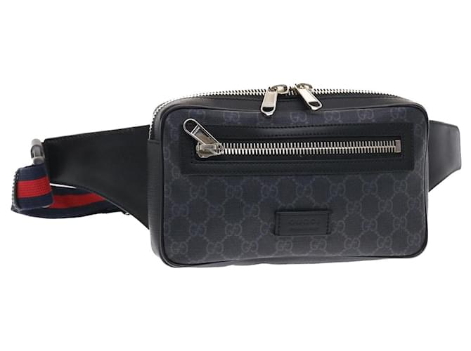 GUCCI GG Supreme Sherry Line Body Bag Black Red Navy 474293 auth 49481a Navy blue  ref.1029580