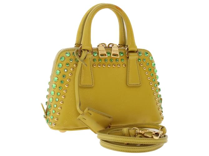 Saffiano PRADA Bijoux Handtasche aus Safiano-Leder 2Weg Yellow Auth bs7257 Gelb  ref.1029596