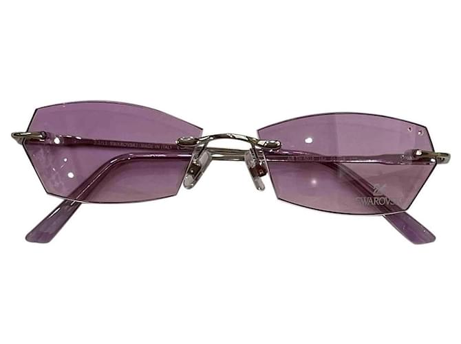 Rosa Swarovski-Sonnenbrille Pink Silber Hardware Metall  ref.1029724