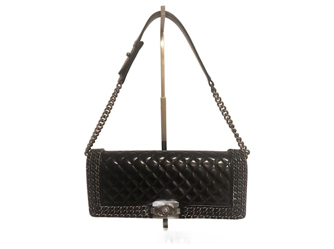 Chanel 2018 Black Pleated Chain Around Clutch Bag w/ Crossbody
