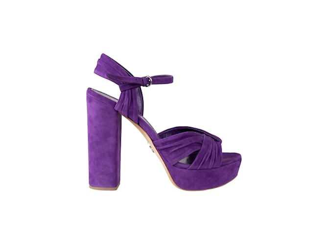 Prada Suede Platform Heels Purple Leather  ref.1029875