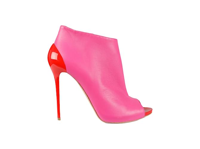 Alexander McQueen Peeptoe Ankle Boots Pink Leather  ref.1029880
