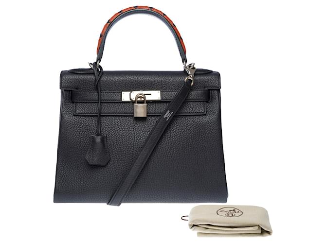 Hermès Hermes Kelly bag 28 in Navy Blue Leather - 101386  ref.1029881