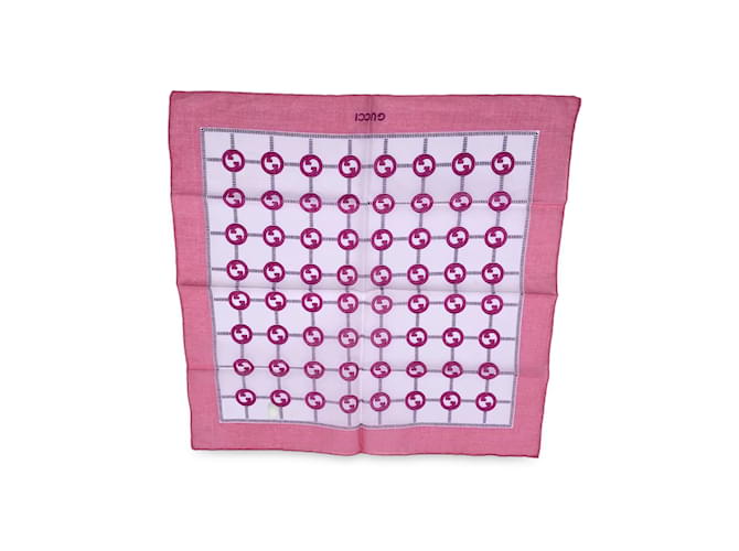 Gucci Vintage Pink GG Logo Cotton Neck Scarf Pocket Square  ref.1029921