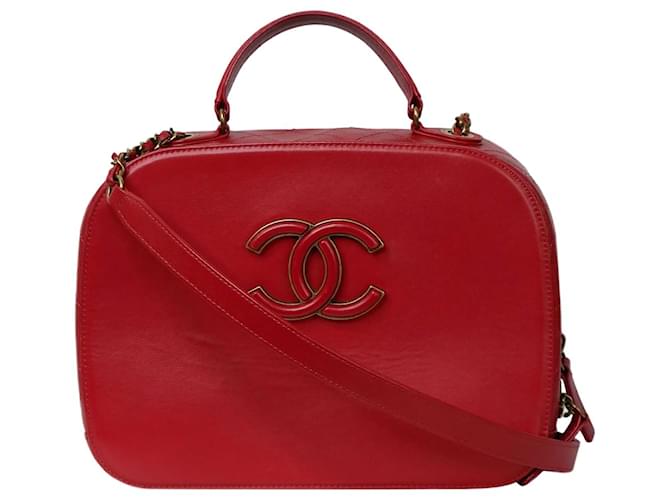 Chanel Rotes Coco-Mark-Leder 2Way Handtasche  ref.1029969