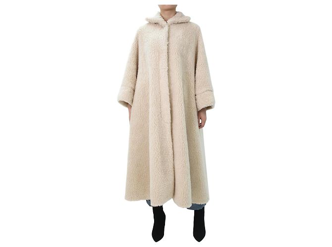 Autre Marque Neutraler Mantel aus Schaffellimitat – Größe UK 10