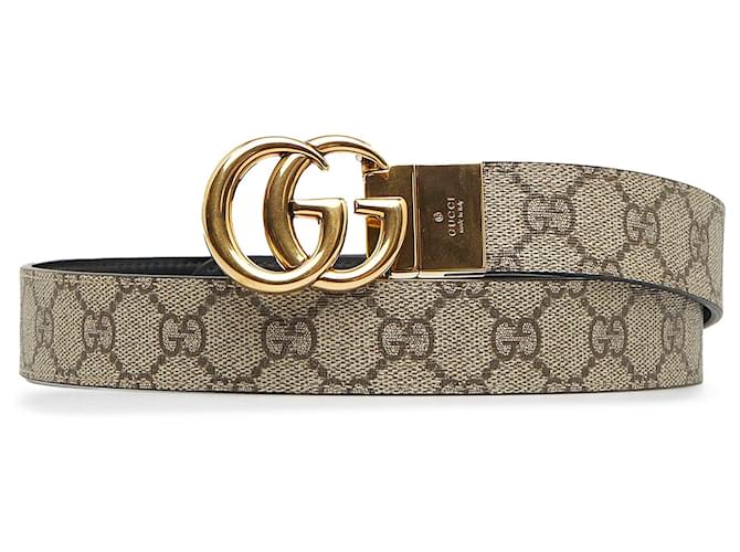 Brown Gucci GG Supreme Reversible GG Marmont Belt