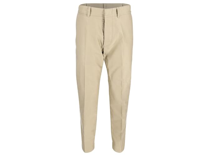 Tom Ford Pantalon droit à plis pressés en coton beige  ref.1030228