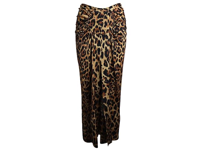 Paco Rabanne Light Satin Draped Skirt In Animal Print Polyester  ref.1030233