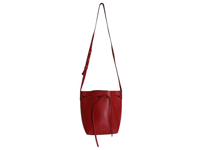 Mansur Gavriel Drawstring-Fastening Bucket Bag in Red Leather  ref.1030236