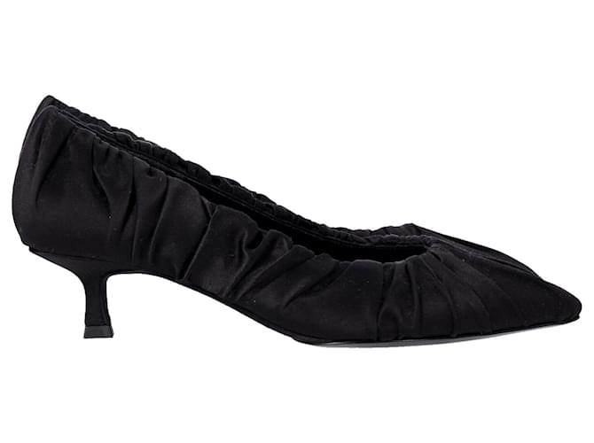 Zapatos de salón con tacón bajo fruncido Khaite Palermo en satén negro  ref.1030248