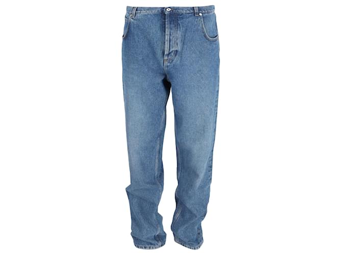 Loewe Denim Jeans with Anagram Leather Pocket in Blue Cotton ref