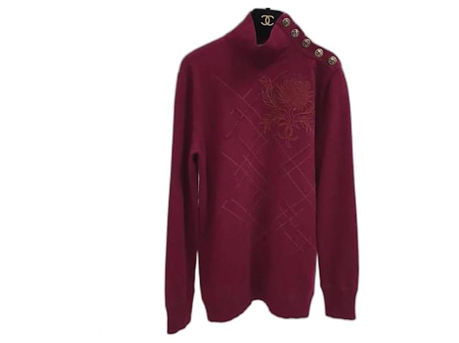 Chanel Rare CC Thistle Burgundi Cashmere Pull Dark red  ref.1030470