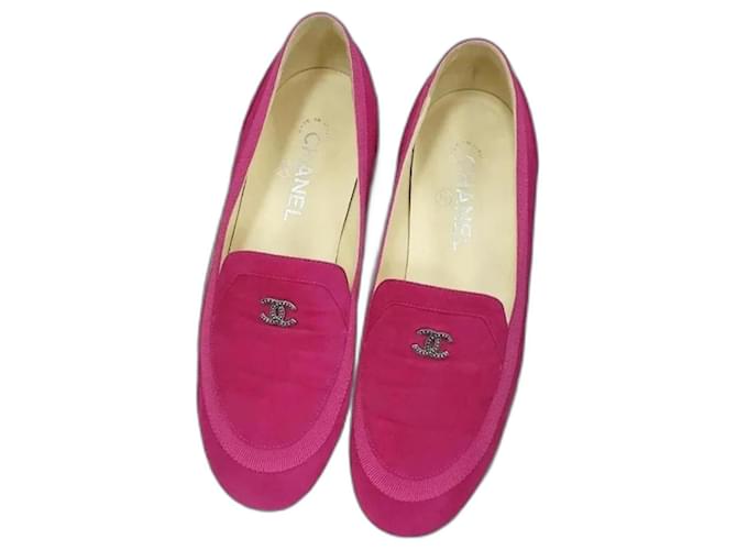Chanel Rosa Wildleder-CC-Slip-On-Loafer Pink Schweden  ref.1030531