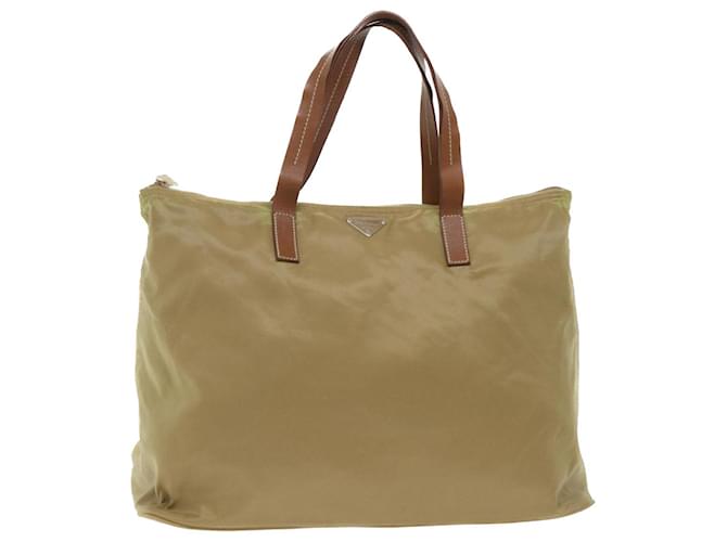 PRADA Hand Bag Nylon Leather Brown Auth 50396  ref.1030601