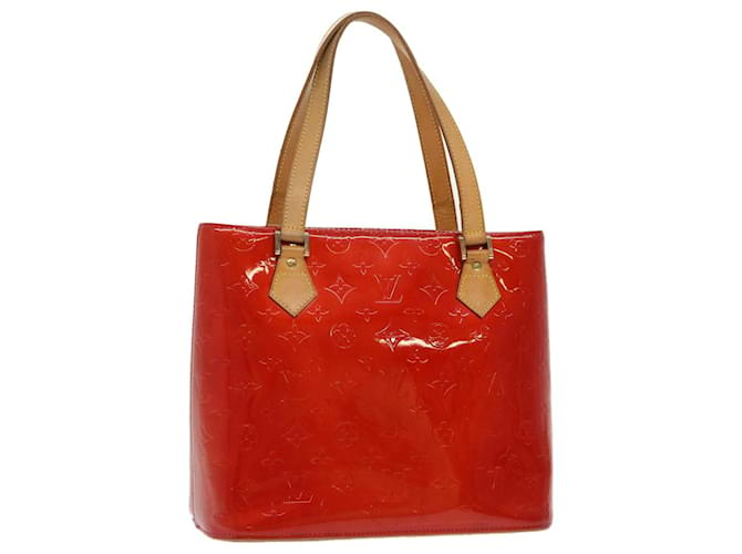 LOUIS VUITTON Monogram Vernis Houston Hand Bag Red M91092 LV Auth 49638 Patent leather  ref.1030613