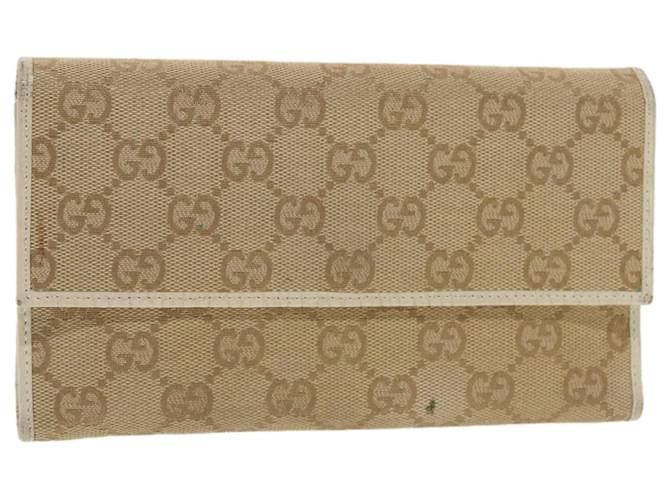 Carteira longa GUCCI GG Canvas Bege 257303 auth 50817  ref.1030672