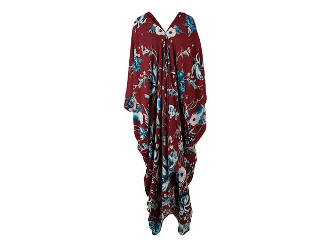 Roberto Cavalli Floral Kaftan Dress with Cutout Multiple colors Silk  ref.1030676