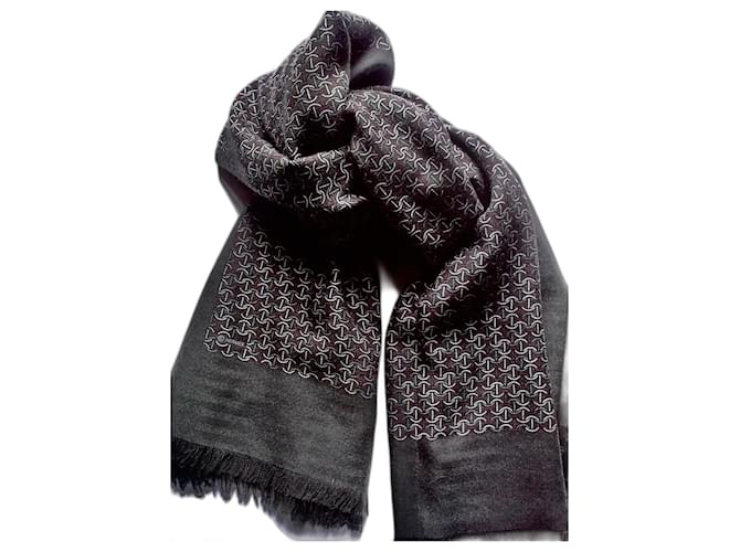 Hermès Foulards Hommes Cachemire Gris anthracite  ref.1030722