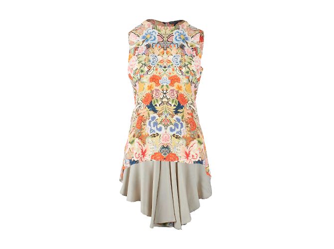Top peplum desgastado caleido floral de Alexander McQueen Multicolor