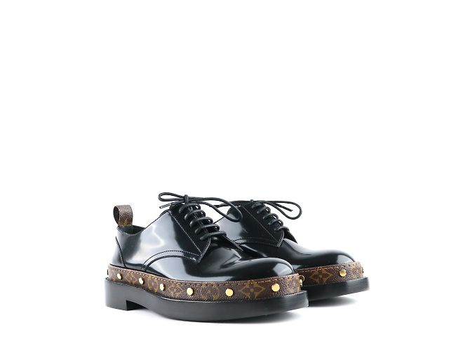 LOUIS VUITTON - Mocassini Richelieu in pelle verniciata nera (taglia 36) Nero