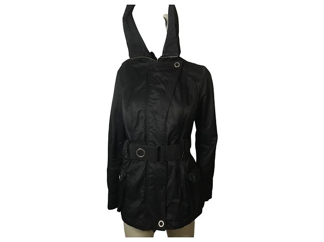Parka Guess Nera in Cotone e Nylon Nero