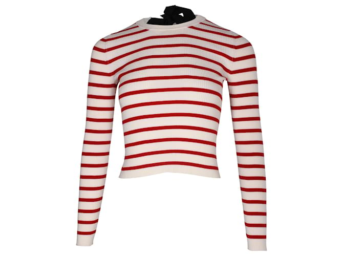 Top Red Valentino in jersey stretch a coste a righe in viscosa bianca Fibra di cellulosa  ref.1031215