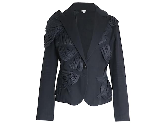 Issey Miyake S/S 2003 Blazer plissé drapé du défilé en coton noir  ref.1031231