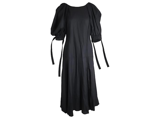 Autre Marque Vestido midi Florence de nácar con detalle de lazo en Lyocell y algodón negro  ref.1031233