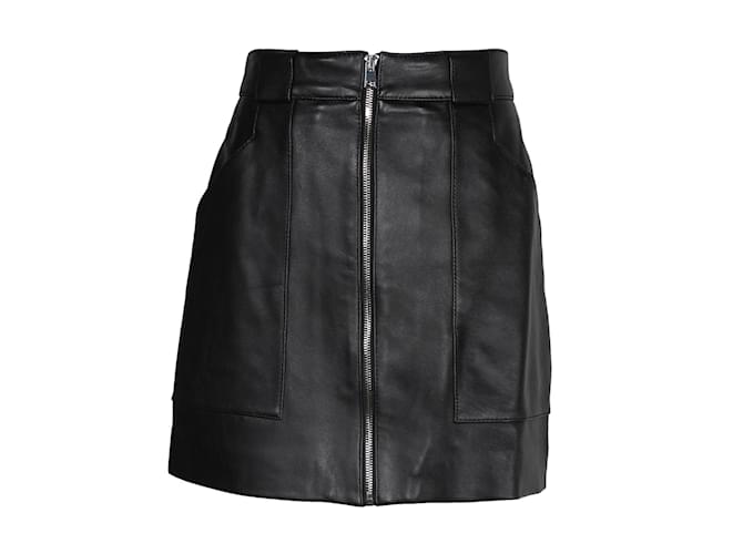 Maje Jelise Zipped Skirt in Black Leather  ref.1031237