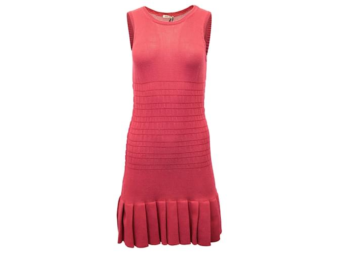 Miu Miu Knitted Sleeveless Dress in Red Cotton  ref.1031239