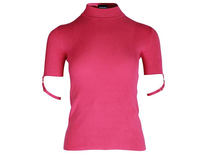 Jacquemus La Maille Torre Ribbed Top in Pink Viscose Cotton  ref.1031240