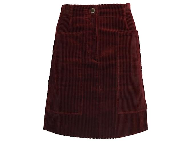 Sandro Corduroy Skirt in Burgundy Cotton Dark red Velvet  ref.1031250