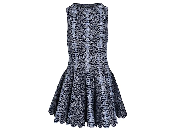 Alaïa Alaia Python Print Sleeveless Skater Mini Dress in Blue Viscose Cellulose fibre  ref.1031252