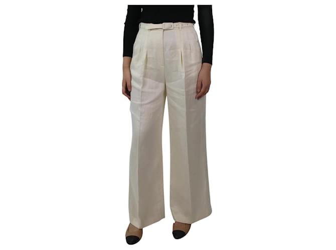 Gabriela Hearst Pantaloni color crema in lino con cintura - taglia IT 40 Crudo Biancheria  ref.1031320