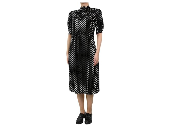Céline Black polka-dot silk midi dress - size UK 10  ref.1031330