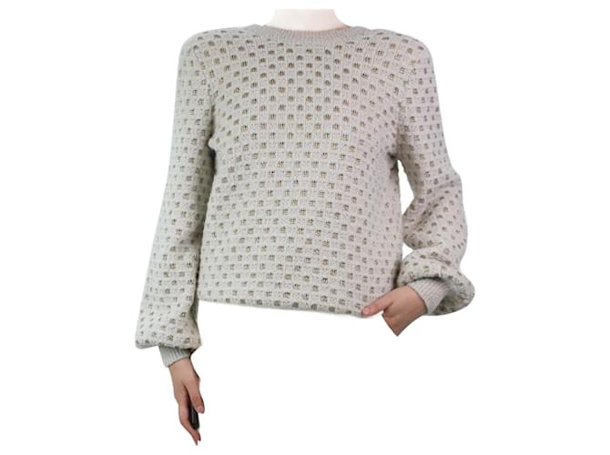 Chanel Beigefarbener Pullover aus Alpakamischung mit Schulterpolstern – Größe UK 12 Nylon  ref.1031331