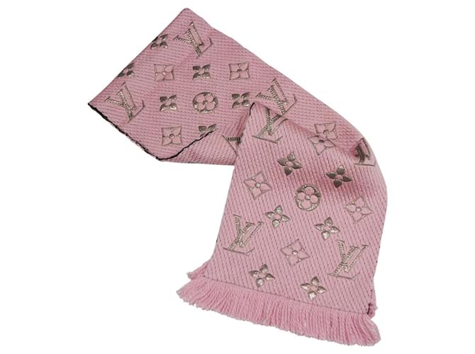 Louis Vuitton Logomania rosa glänzender Schal Pink Wolle  ref.1031443