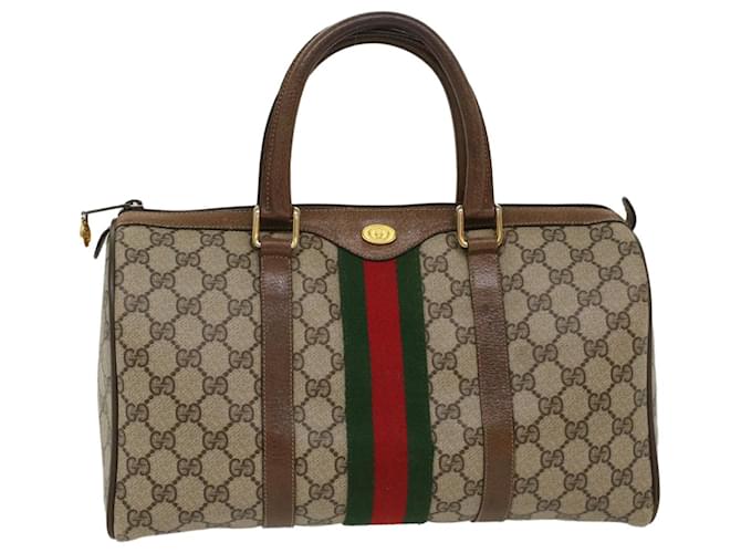 GUCCI GG Canvas Web Sherry Line Sac à main Beige Rouge Vert 012.3842.58 Auth ki3250  ref.1031586